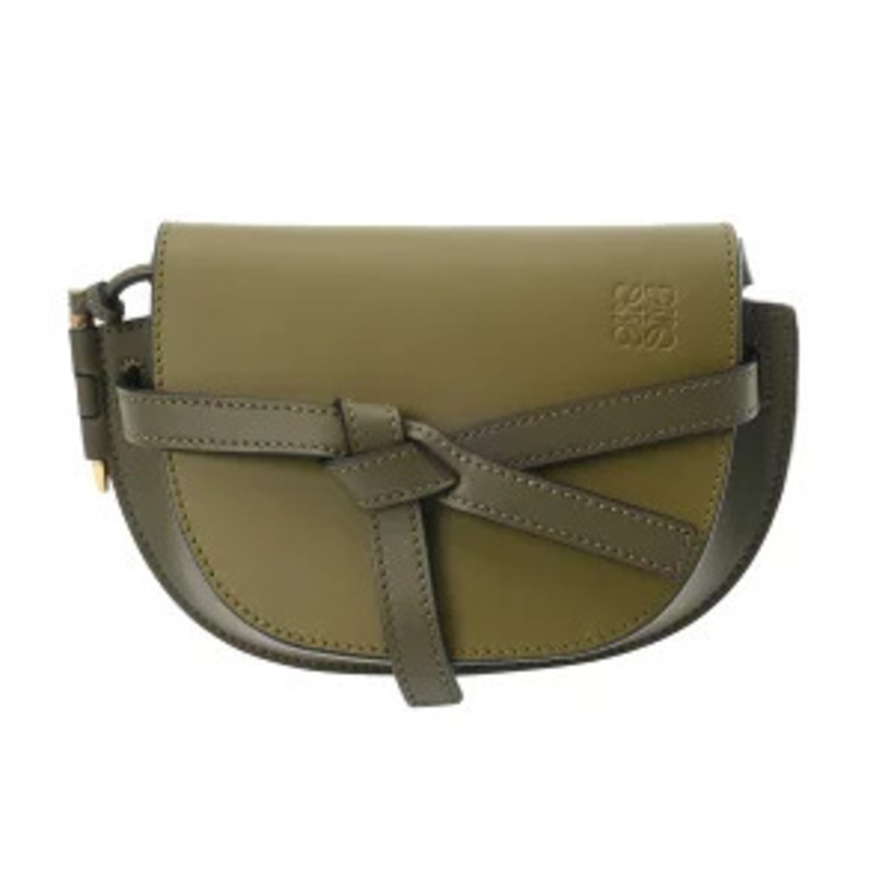 LOEWE Gate Dual Bag Olive Green Khaki Green Soft Calfskin Shoulder